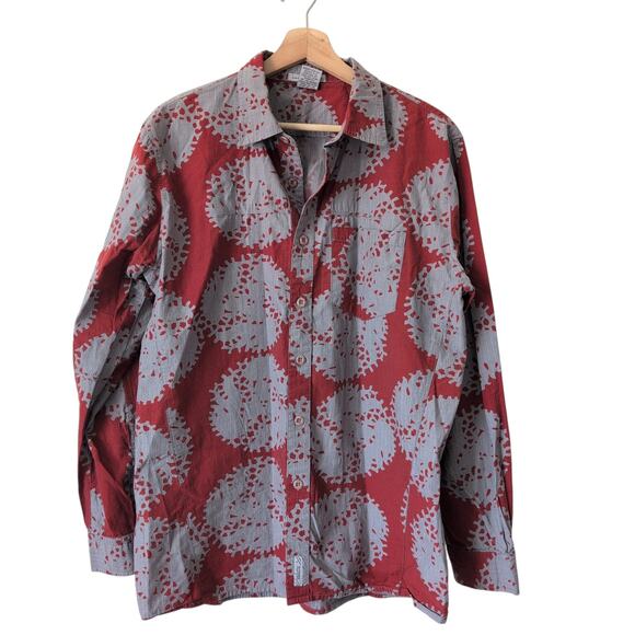 Marithe + Francois Girbaud Vintage Y2K Button Up Red Grey Cotton Shirt Men's M - Picture 4 of 7